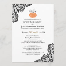 Minimalist Black Lace Pumpkin Halloween Wedding