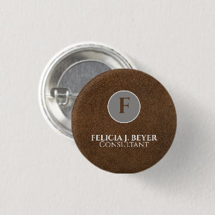 Minimalist Black Leather Custom Name Button Badge