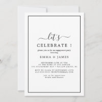 Minimalist black "Let's Celebrate" Invitation