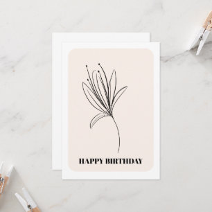 Minimalist Black Lily Plant Birthday Card