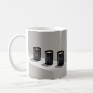 Minimalist black-line candles with tiny flames coffee mug