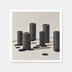 Minimalist black-line candles with tiny flames napkin