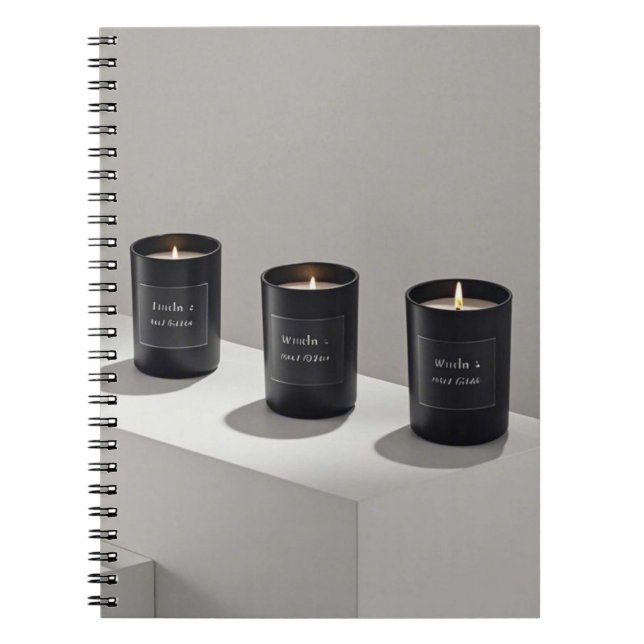 Minimalist black-line candles with tiny flames notebook (Front)
