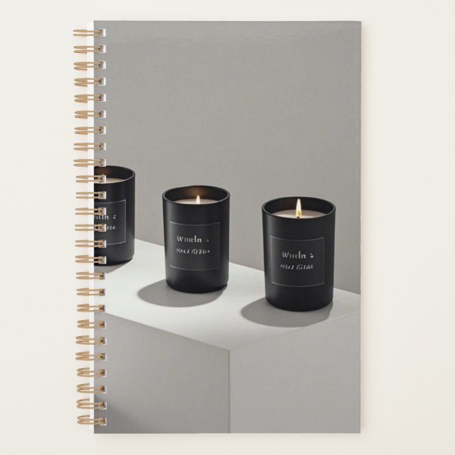 Minimalist black-line candles with tiny flames planner (Front)