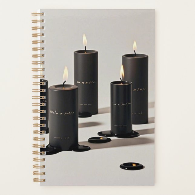 Minimalist black-line candles with tiny flames planner (Front)