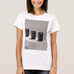 Minimalist black-line candles with tiny flames T-Shirt