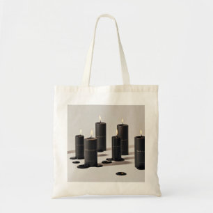 Minimalist black-line candles with tiny flames tote bag