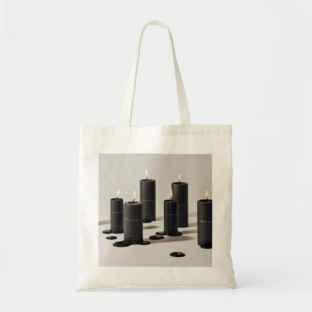 Minimalist black-line candles with tiny flames tote bag (Front)