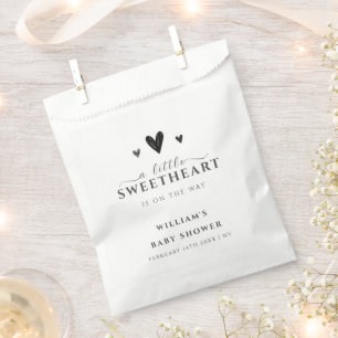 Minimalist Black Little Sweetheart Baby Shower Favour Bags
