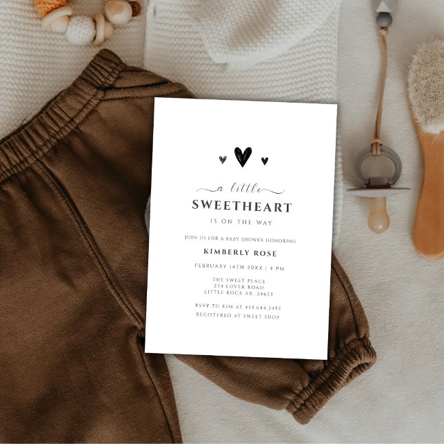 Minimalist Black Little Sweetheart Baby Shower Invitation (Minimalist Black Little Sweetheart Baby Shower Invitation)