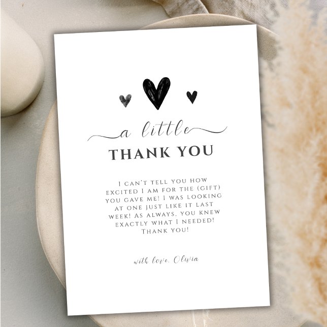 Minimalist Black Little Sweetheart Baby Shower Thank You Card (Minimalist Black Little Sweetheart Baby Shower Thank You Card)