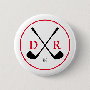 Minimalist Black Logo and Monogram Golf Player 6 Cm Round Badge