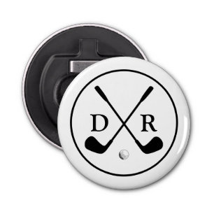 Minimalist Black Logo and Monogram Golf Player Bottle Opener
