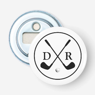 Minimalist Black Logo and Monogram Golf Player Bottle Opener