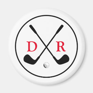 Minimalist Black Logo and Monogram Golf Player Magnet