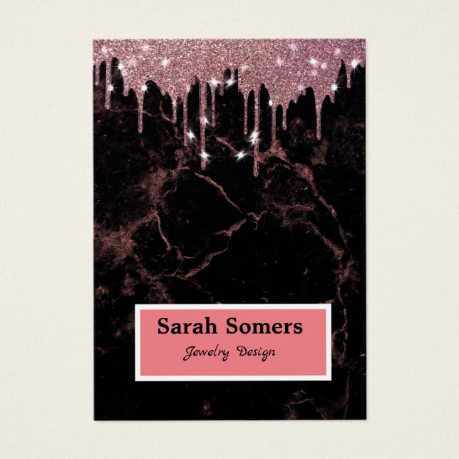 Minimalist Black Marble Rose Gold Earring (Front)