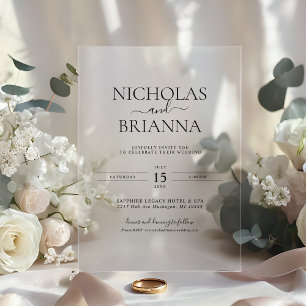 Minimalist Black Modern Classic Wedding Acrylic Invitations