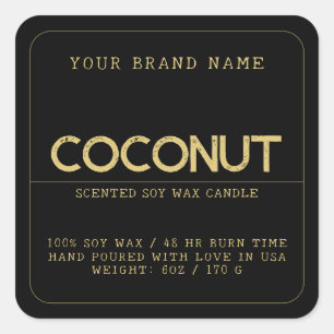 Minimalist black modern elegant candle product square sticker