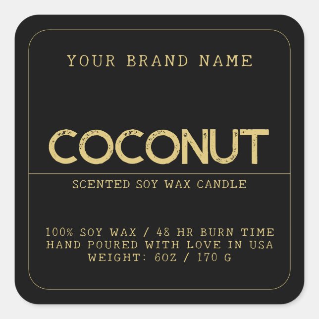 Minimalist black modern elegant candle product  square sticker (Front)