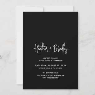 Minimalist Black Modern Engagement Party Invitation