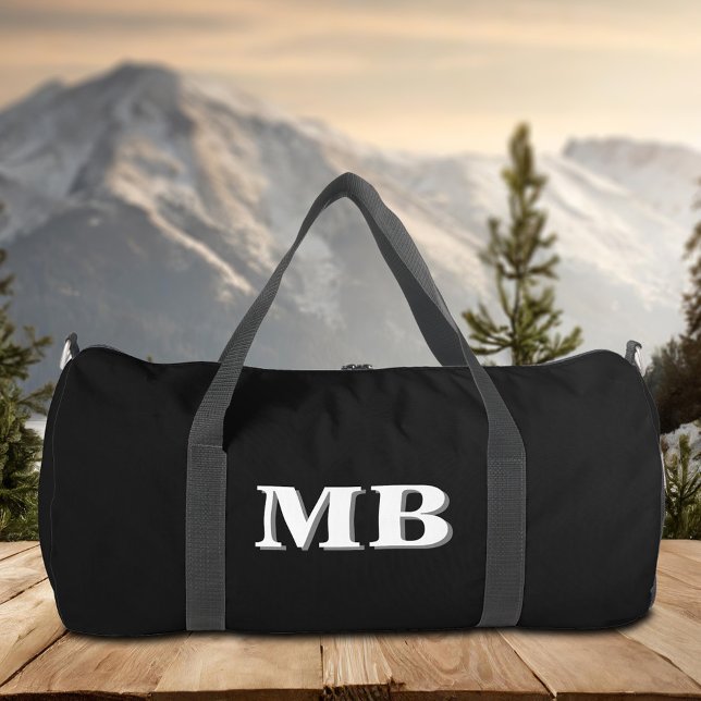 Minimalist Black Modern Initial Monogram Duffle Bag (Creator Uploaded)
