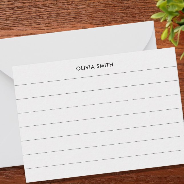 Minimalist Black Modern Monogram Ruled Index Card (Creator Uploaded)