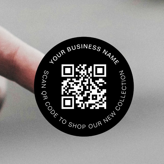 Minimalist Black Modern Scannable Business QR Code Classic Round Sticker (Creator Uploaded)