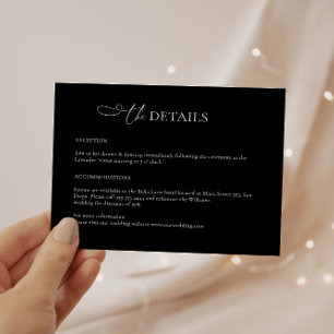 Minimalist Black Modern Wedding Details Card