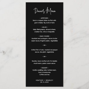 Minimalist Black Modern Wedding Menu