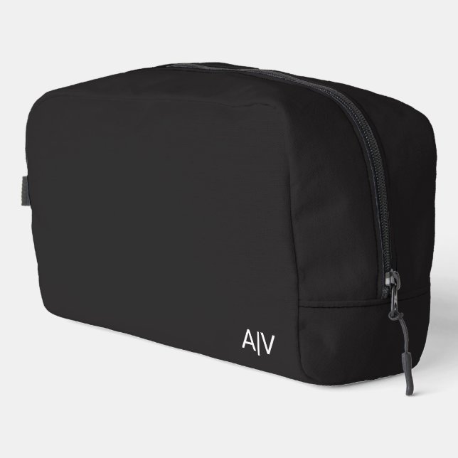 Minimalist Black Monogram Dopp Kit (Right Corner)