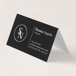 Minimalist Black Monogram Professional Folded Busi Business Card