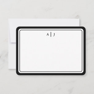 Minimalist Black Monogram Round Border Card