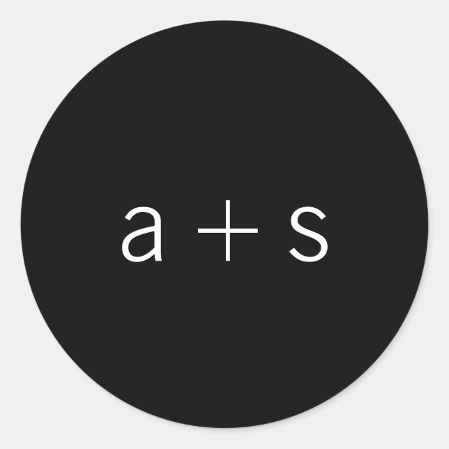 Minimalist Black Monogram Wedding Classic Round Sticker (Front)