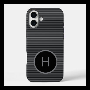 Minimalist Black Monogram with Fine Line Pattern iPhone 16 Plus Case