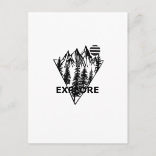 Minimalist black mountain view postcard