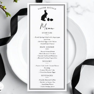 Minimalist Black On White Bunny Modern Easter Menu