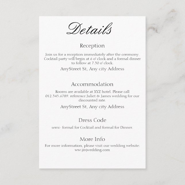 Minimalist Black on White timeless Enclosure Card (Front)