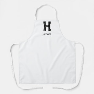 MINIMALIST BLACK ONE LETTER MONOGRAM NAME WHITE APRON