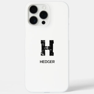 MINIMALIST BLACK ONE LETTER MONOGRAM NAME WHITE iPhone 16 PRO MAX CASE
