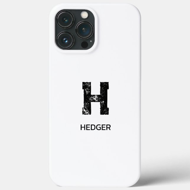 MINIMALIST BLACK ONE LETTER MONOGRAM NAME WHITE Case-Mate iPhone CASE (Back)