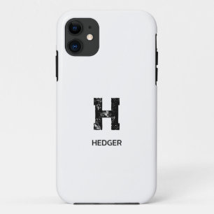 MINIMALIST BLACK ONE LETTER MONOGRAM NAME WHITE iPhone 11 CASE