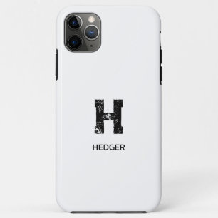 MINIMALIST BLACK ONE LETTER MONOGRAM NAME WHITE iPhone 11 PRO MAX CASE