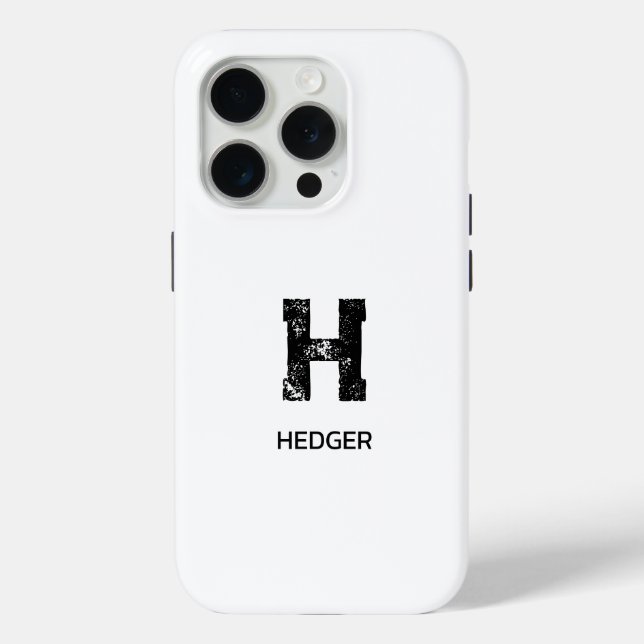 MINIMALIST BLACK ONE LETTER MONOGRAM NAME WHITE Case-Mate iPhone CASE (Back)