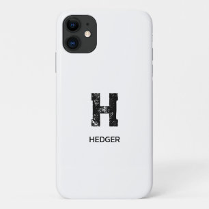 MINIMALIST BLACK ONE LETTER MONOGRAM NAME WHITE iPhone 11 CASE