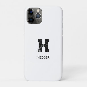 MINIMALIST BLACK ONE LETTER MONOGRAM NAME WHITE iPhone 11 PRO CASE