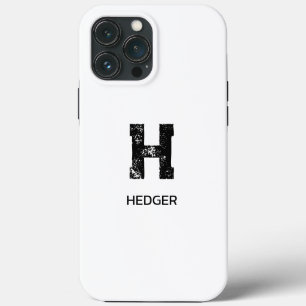 MINIMALIST BLACK ONE LETTER MONOGRAM NAME WHITE iPhone 13 PRO MAX CASE