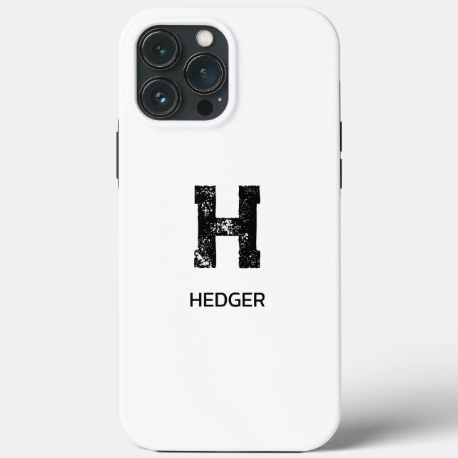 MINIMALIST BLACK ONE LETTER MONOGRAM NAME WHITE Case-Mate iPhone CASE (Back)