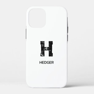 MINIMALIST BLACK ONE LETTER MONOGRAM NAME WHITE iPhone 12 MINI CASE