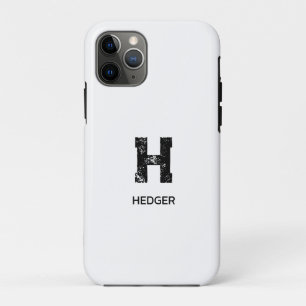 MINIMALIST BLACK ONE LETTER MONOGRAM NAME WHITE iPhone 11 PRO CASE