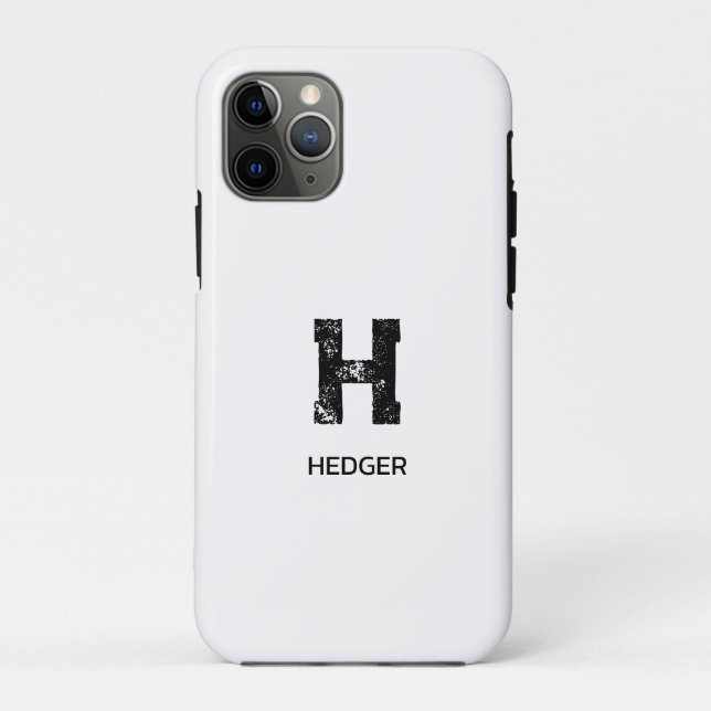 MINIMALIST BLACK ONE LETTER MONOGRAM NAME WHITE Case-Mate iPhone CASE (Back)